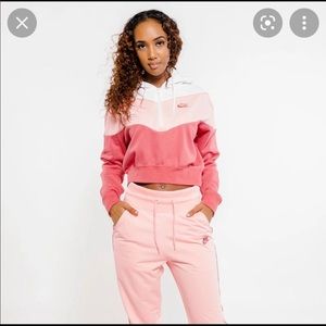 NIKE HERITAGE 1/2 ZIP CROPPED HOODIE SIZE SMALL